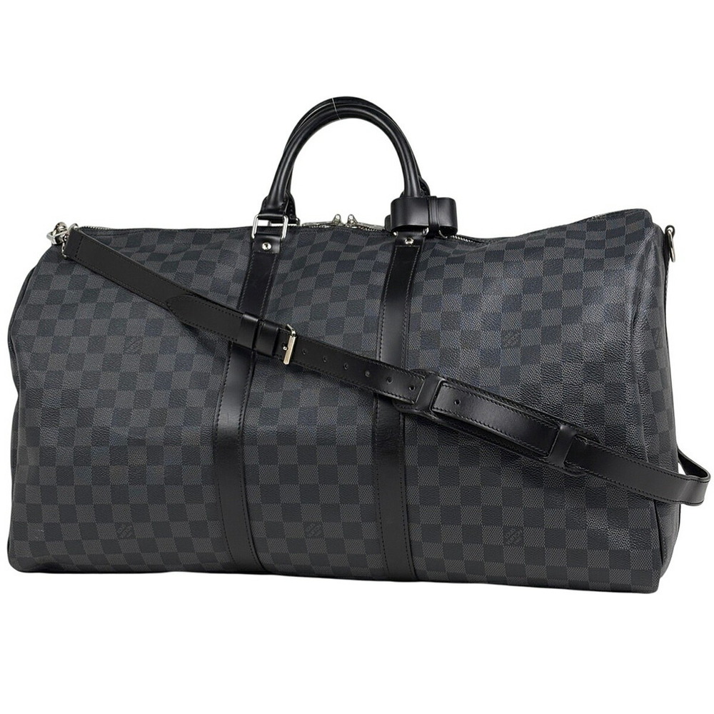 Louis Vuitton Keepall Bandouliere Travel Boston Bag Damier Graphite Noir Black